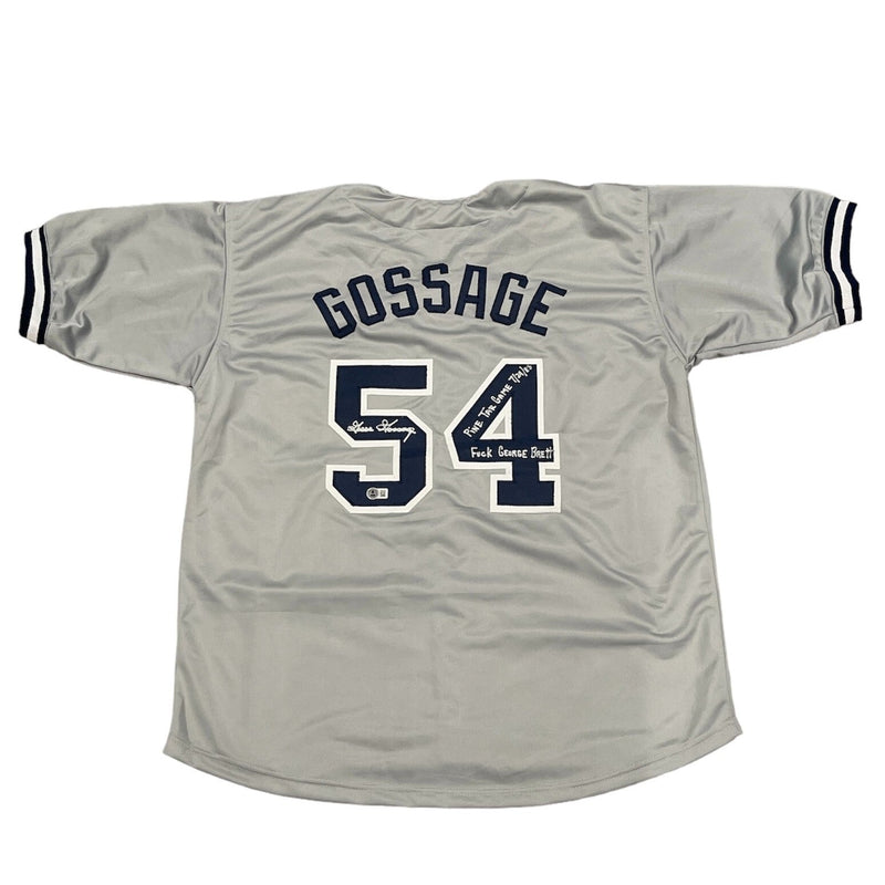 Goose Gossage Signed Yankees Custom Jersey F Brett Pine Tar Insc Beckett BAS COA