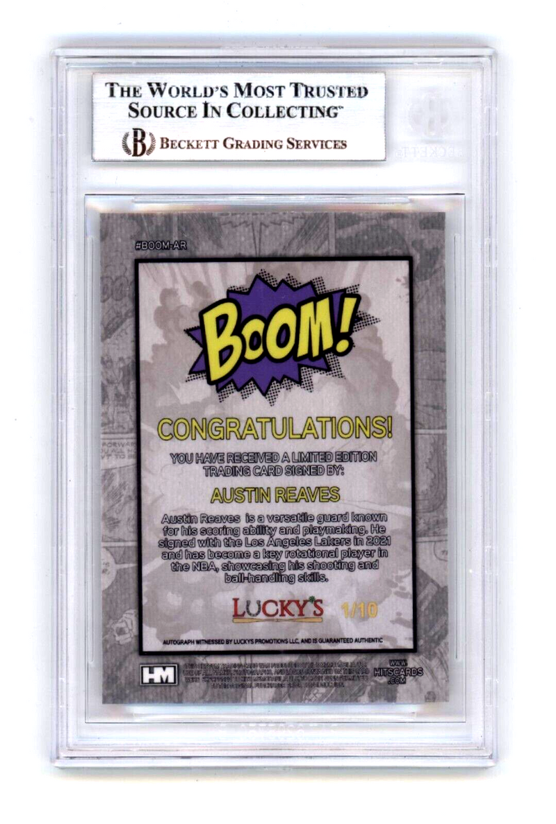 Austin Reaves 2024 Hits Memorabilia BOOM Gold #/10 Signed BGS BAS Auto Lakers