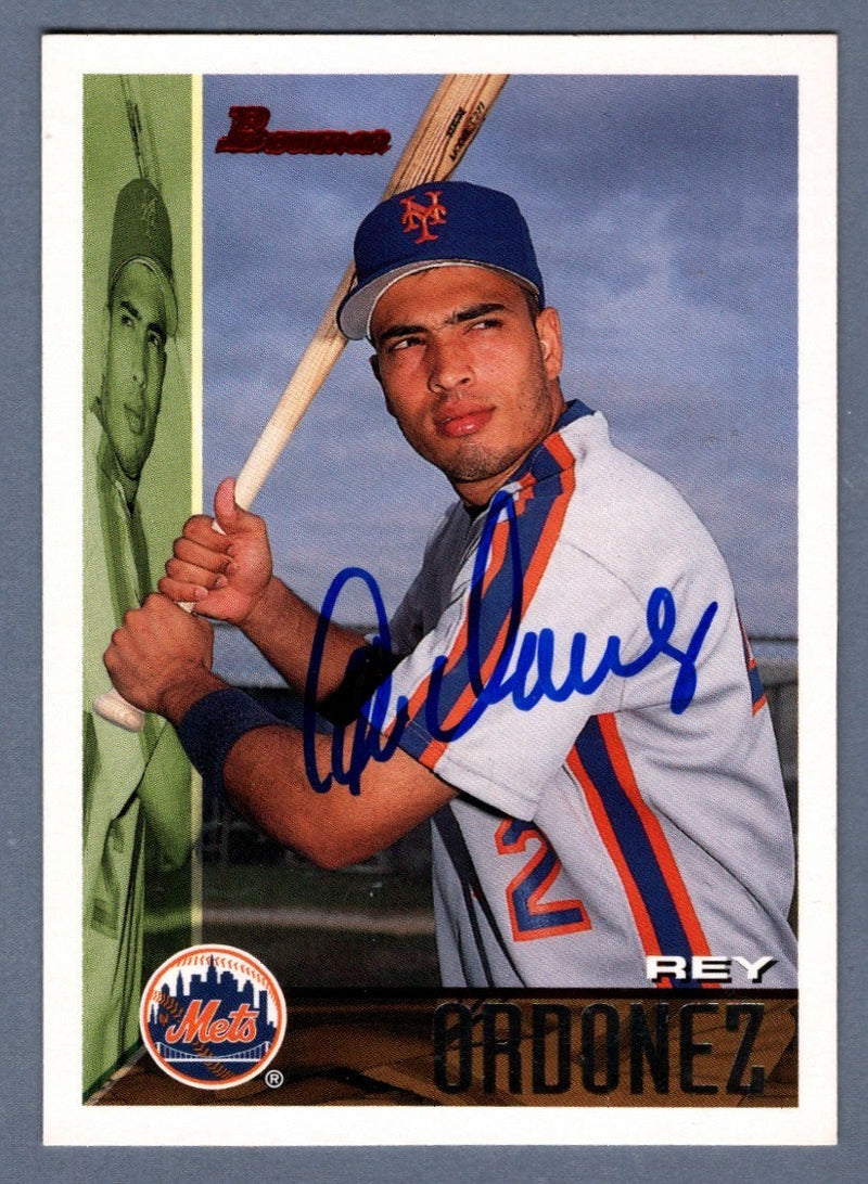 Rey Ordonez Signed Autographed 1995 Bowman #140 Rookie RC LSCM COA New York Mets