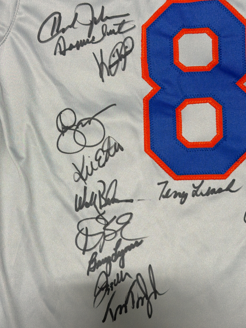 New York Mets 1986 World Series (23 Auto) Team Signed Custom Jersey Insc JSA COA