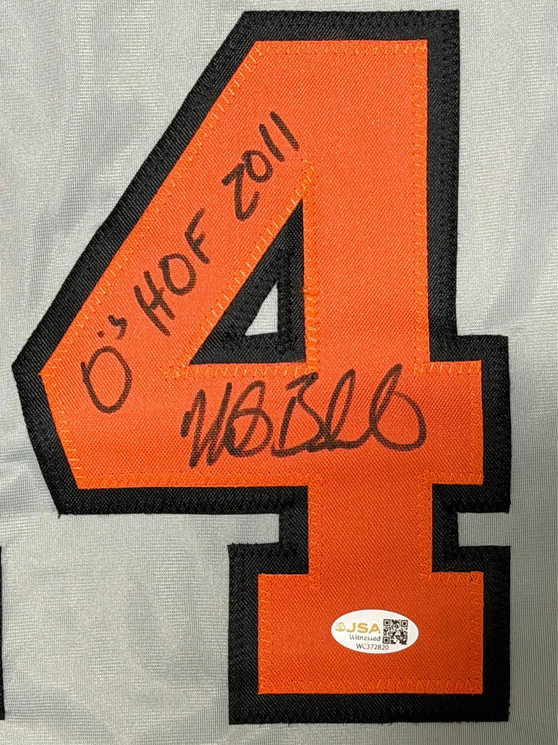 Mike Bordick Signed Orioles Custom Jersey w/ O's HOF 2011 JSA Witness COA