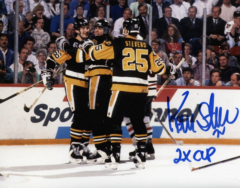 Kevin Stevens Signed Autographed Penguins 8x10 Photo w/ 2x Cup LSCM COA #5