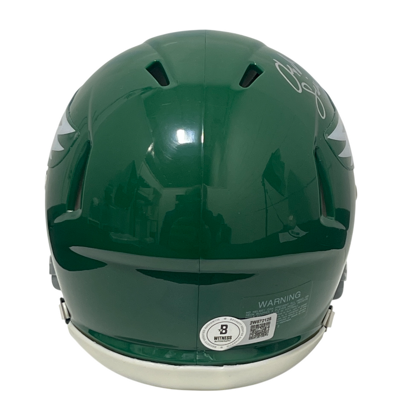 Clyde Simmons Signed Eagles TB 74-95 Mini Helmet Beckett Witness BAS COA