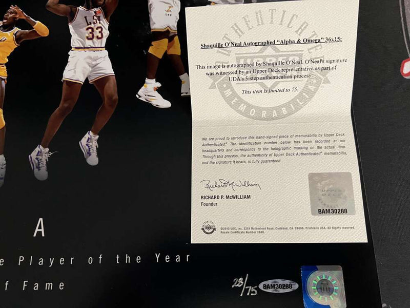 Shaquille O'Neal Shaq Signed Auto 36x15 Photo "Alpha & Omega" 28/75 UDA COA LSU