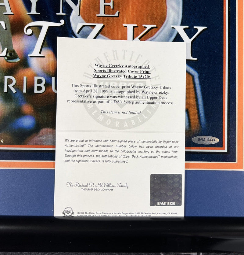 Wayne Gretzky Signed Framed 16x20 Photo SI Tribute UDA COA Edmonton Oilers