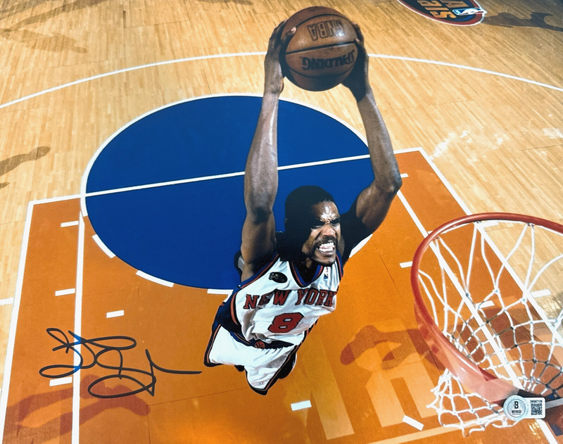 Latrell Sprewell Signed New York Knicks 11x14 Photo Beckett Witness BAS COA