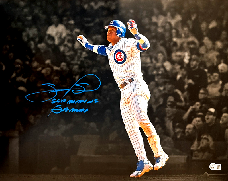 Sammy Sosa Signed 16x20 Photo w/ Slamming Sammy Beckett Witness BAS COA