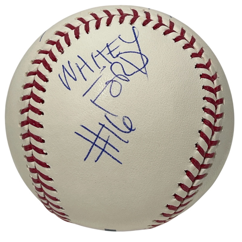 Anthony Michael Hall Signed Rawlings ROMLB Baseball JSA COA Whitey Ford A