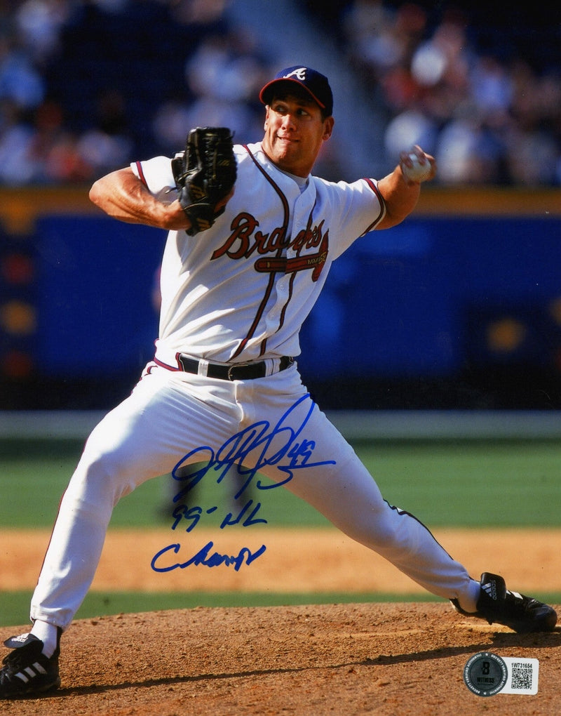 John Rocker Signed Braves 8x10 Photo w/ 99 NL Champs Beckett Witness BAS COA