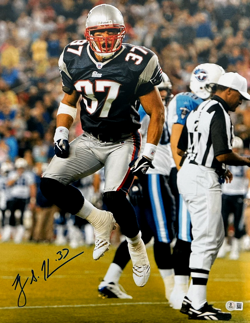 Rodney Harrison Signed New England Patriots 16x20 Photo Beckett Witness BAS COA