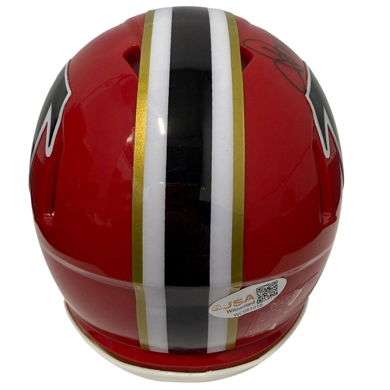 Jamal Anderson Signed Atlanta Falcons TB Red Mini Helmet JSA Witness COA