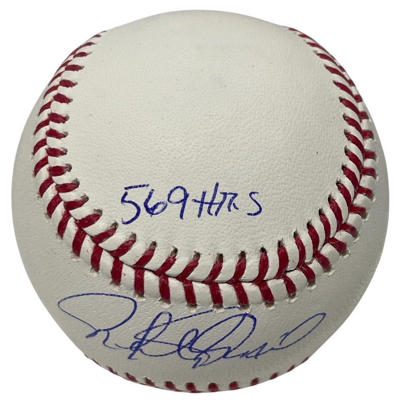 Rafael Palmeiro Signed ROMLB Baseball w/ 569 + HR 3020 Hits Beckett Wit BAS COA
