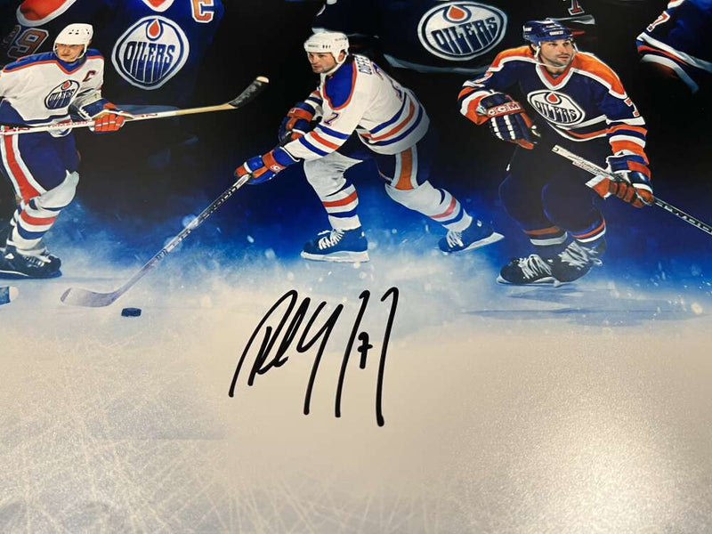 Wayne Gretzky Paul Coffey Jari Kurri Triple Signed Auto 36x18 Photo UDA COA