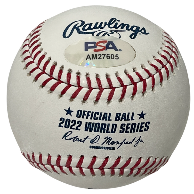David Hensley Signed 2022 World Series ROMLB Baseball w/ 22 WS Champs PSA COA