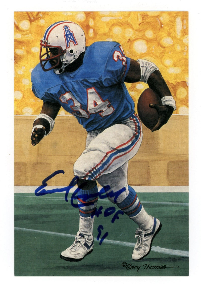 Earl Campbell GLAC Goal Line Art Card /5000 w/ HOF 91 Signed Auto PSA COA Oilers