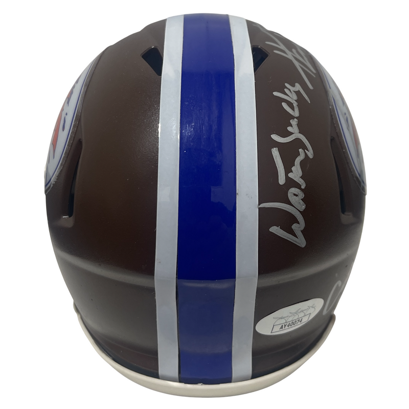 Adam Sandler & Henry Winkler Dual Signed Waterboy Mini Helmet w/ 2 Insc JSA COA