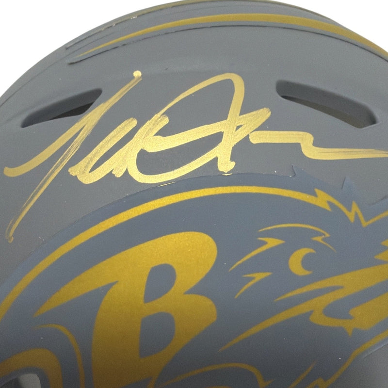 Terrell Suggs Signed Baltimore Ravens Slate Mini Helmet JSA Witness COA