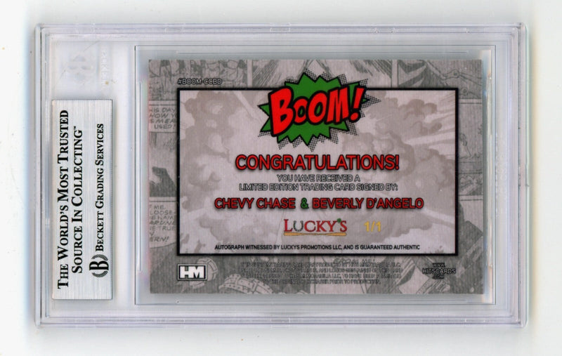 Chevy Chase Beverly D'Angelo 2024 Hits Mem BOOM Red/Green 1/1 Signed BGS Auto