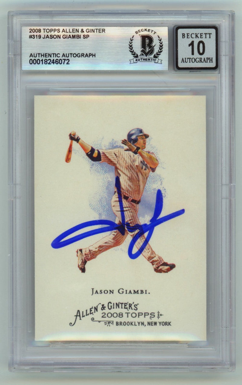 Jason Giambi 2008 Topps Allen & Ginter #319 Signed Beckett BGS 10 Auto Yankees
