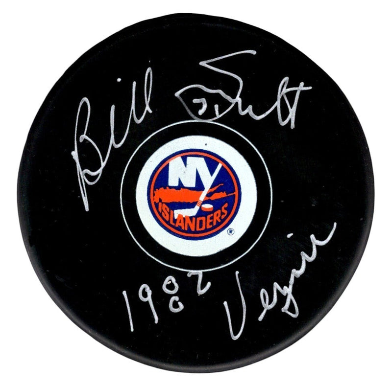 Billy Smith Signed New York Islanders Logo Puck w/ 1982 Vezina PSA ITP COA