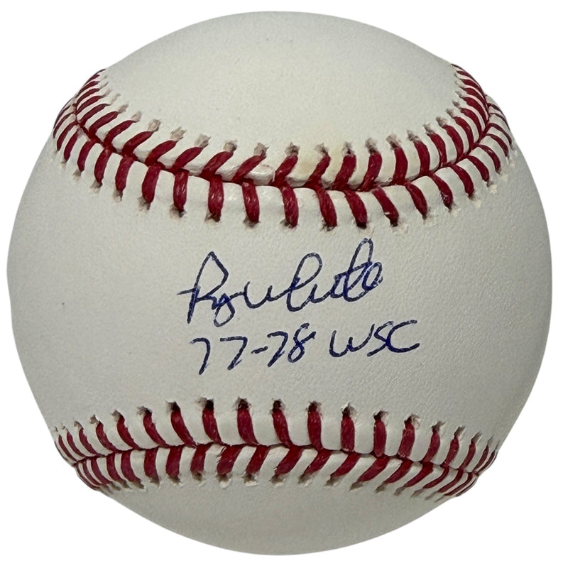 Roy White Signed Autographed ROMLB Baseball w/ 77-78 WSC JSA WITNESS COA