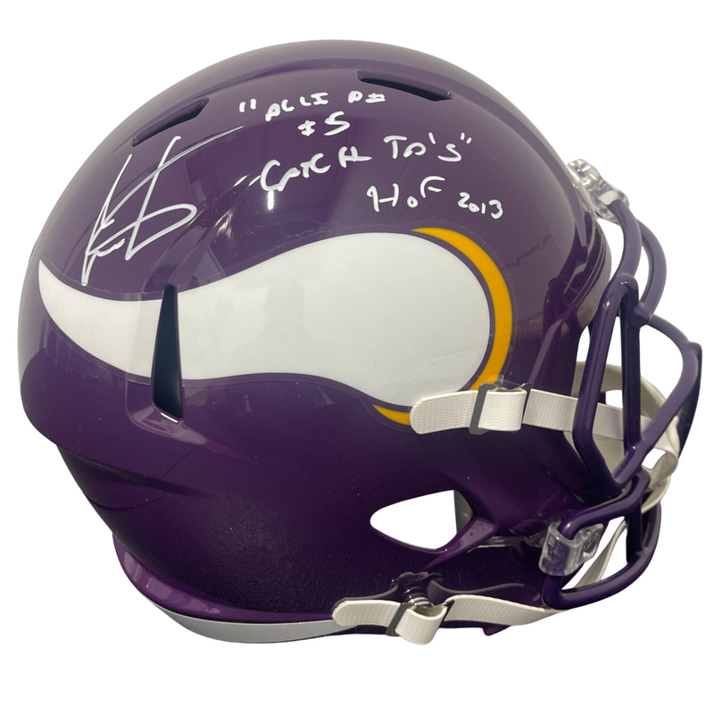 Cris Carter Signed Vikings TB Full Size FS Helmet w/ HOF + TDs Beckett W BAS COA