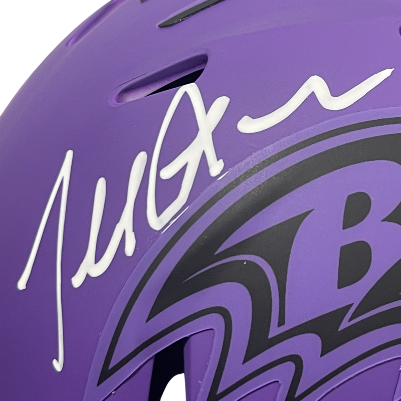 Terrell Suggs Signed Baltimore Ravens Rave Mini Helmet Beckett Witness BAS COA