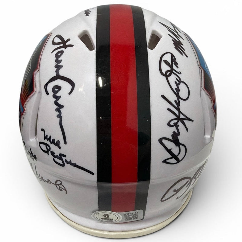 NFL Hall of Fame Multi Signed HOF Logo Mini Helmet w/ 15 Autos Beckett W BAS COA