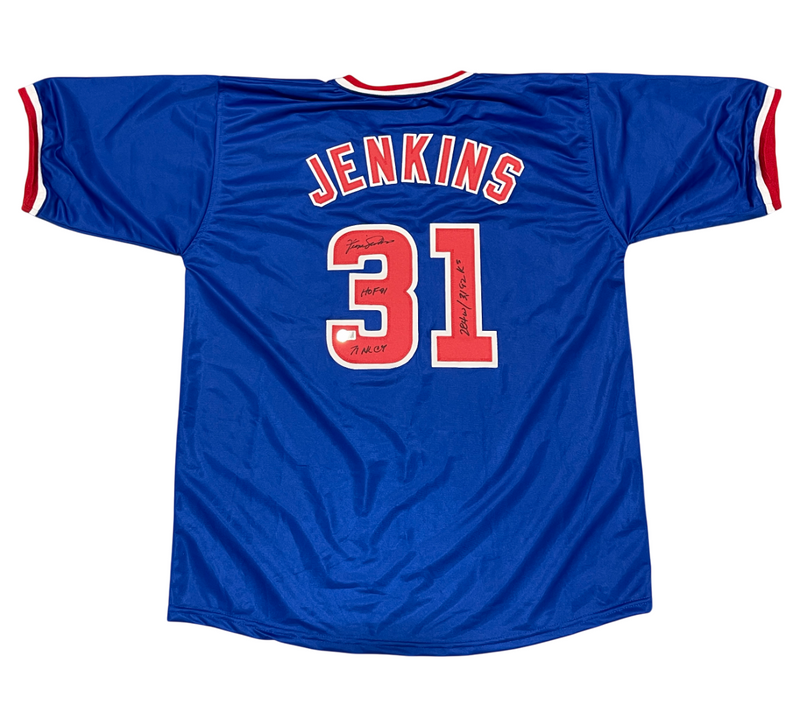 Fergie Jenkins Signed Chicago Cubs Custom Jersey w 4 Ins Beckett Witness BAS COA
