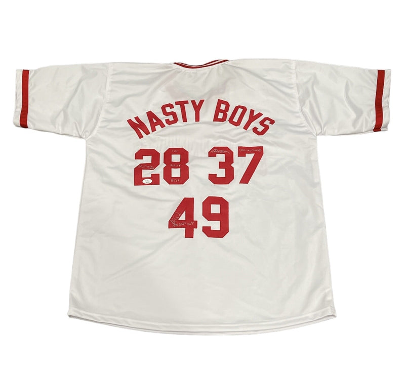 Dibble Myers Charlton Signed Custom "Nasty Boys" Jersey w/ Multi Insc JSA COA