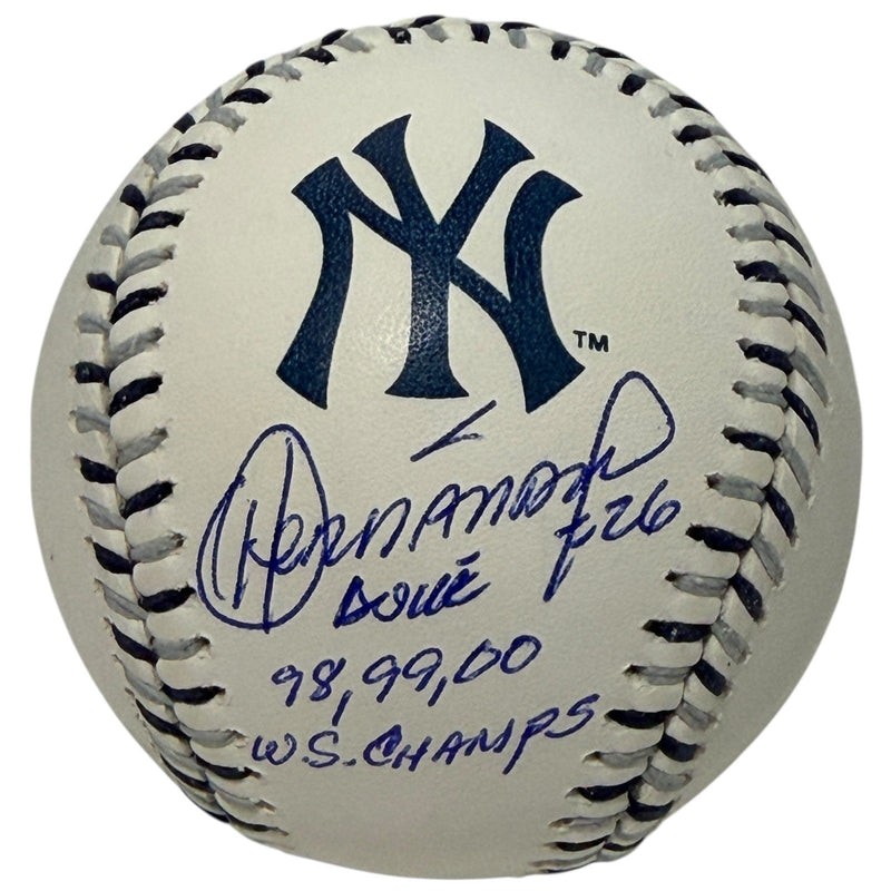 Orlando Hernandez Signed Yankees Logo Baseball w/ 2 Insc WSC JSA Witness COA