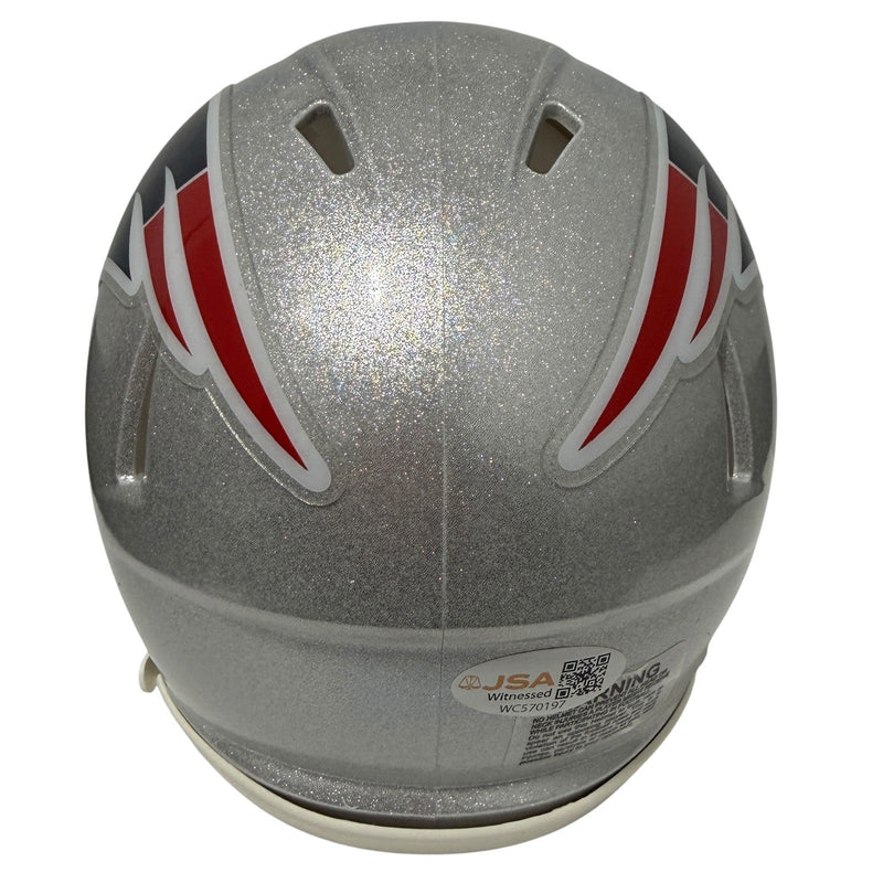 TreVeyon Henderson Signed New England Patriots Speed Mini Helmet JSA Witness COA