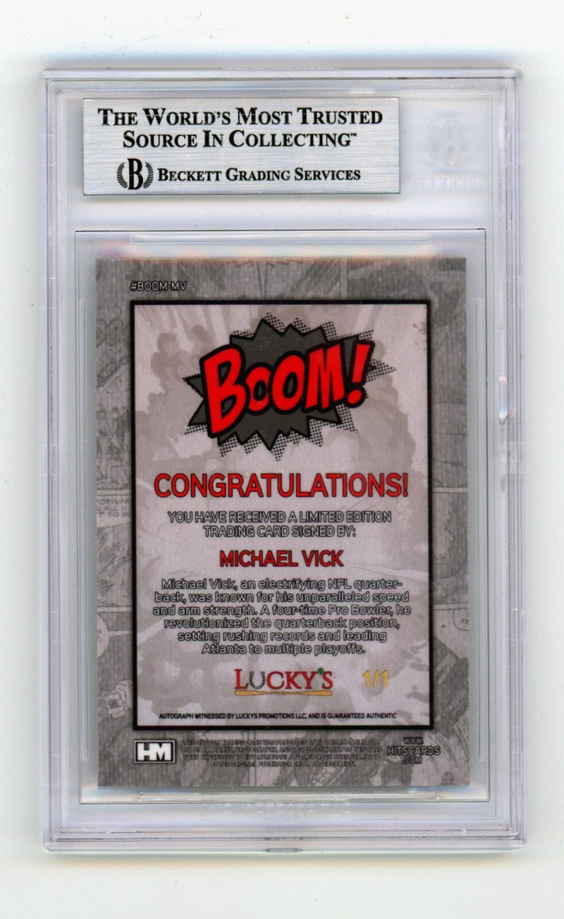 Michael Vick 2024 Hits Memorabilia BOOM Super 1/1 Signed BGS BAS Auto Atlanta
