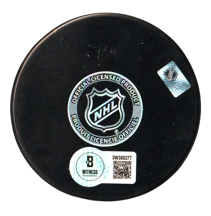 Bo Horvat Signed New York Islanders Puck w/ Bo Knows Beckett Witness BAS COA O