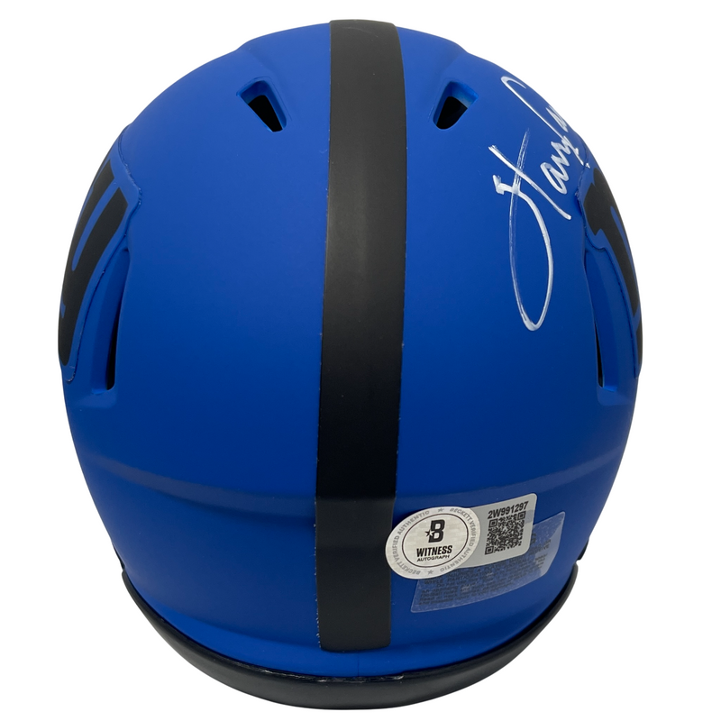 Harry Carson Signed Giants Rave Mini Helmet w/ HOF 06 Beckett Witness BAS COA