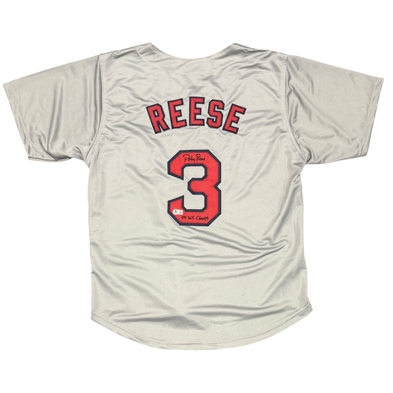 Pokey Reese Signed Red Sox Custom Jersey w/ 04 WS Champs Beckett Witness BAS COA