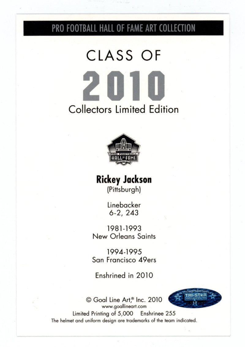 Rickey Jackson Signed Auto GLAC Goal Line Art Card 255 w/ 2 Ins TRISTAR HOLO COA