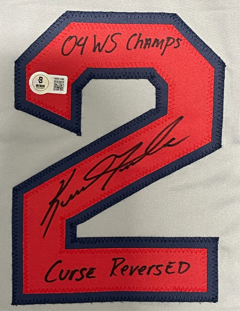 Keith Foulke Signed Red Sox Custom Jersey w/ WS + Curse Beckett Witness BAS COA