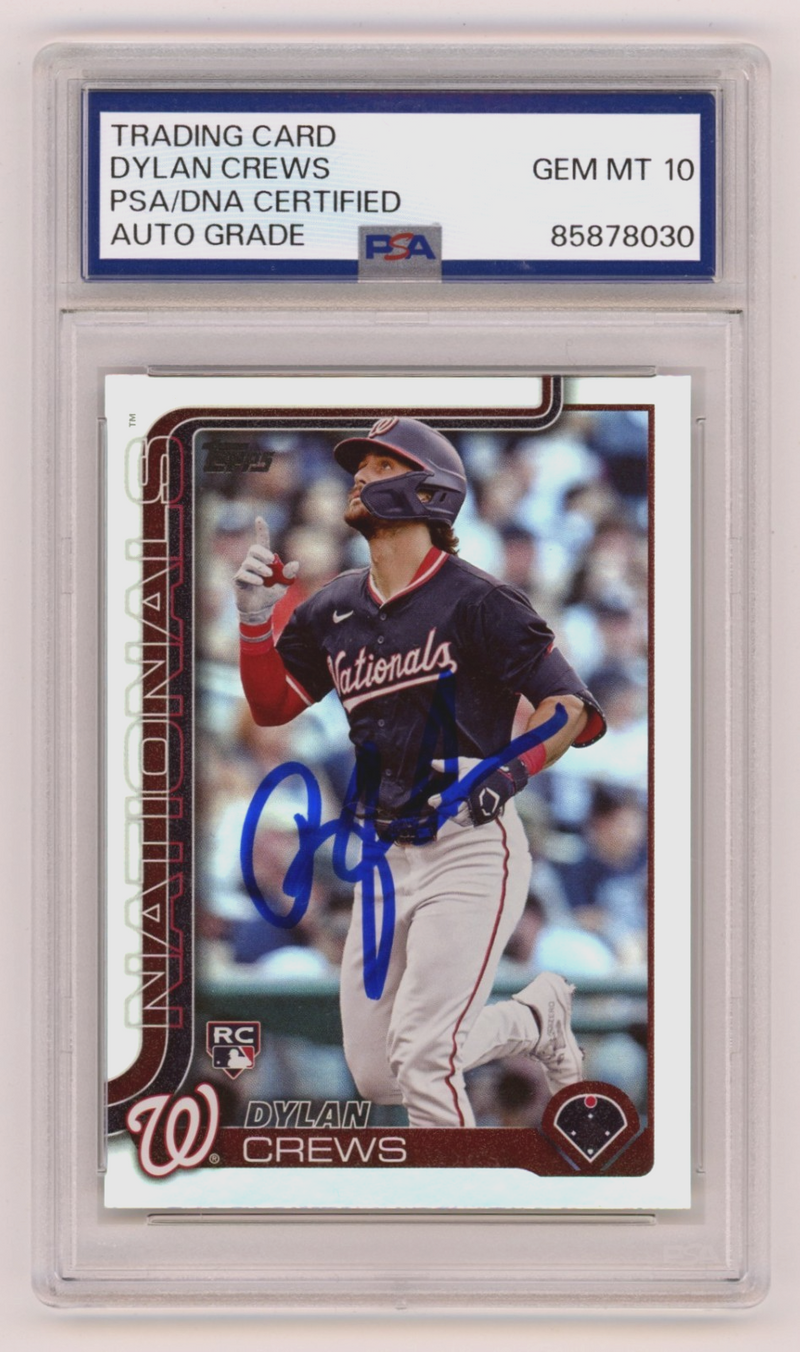 Dylan Crews 2025 Topps Series 1 #74 Rainbow Foil Signed Rookie RC PSA 10 Auto
