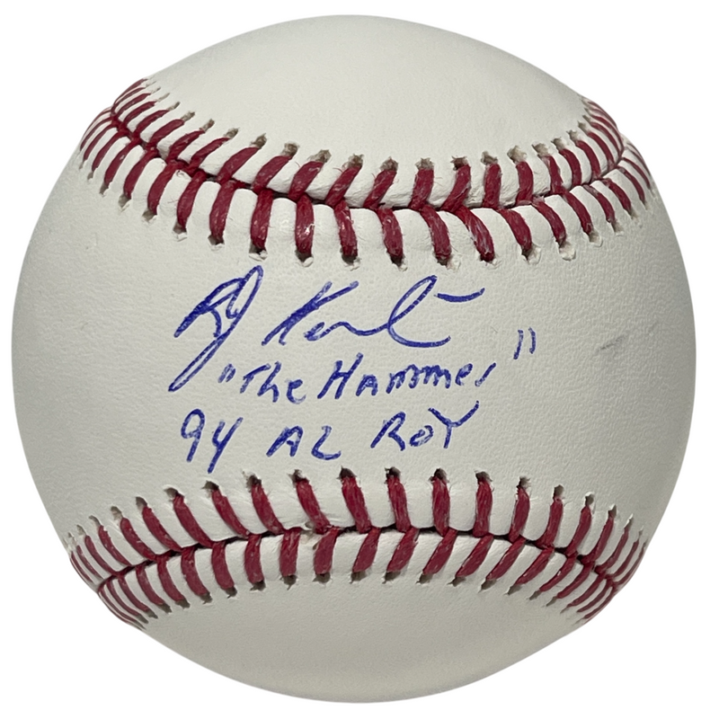 Bob Hamelin Signed ROMLB Baseball w/ 94 AL ROY + The Hammer Beckett Wit BAS COA