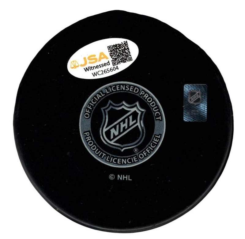Bernie Nicholls Signed Los Angeles Kings Logo Puck w/ 1209 PTS JSA Witness COA