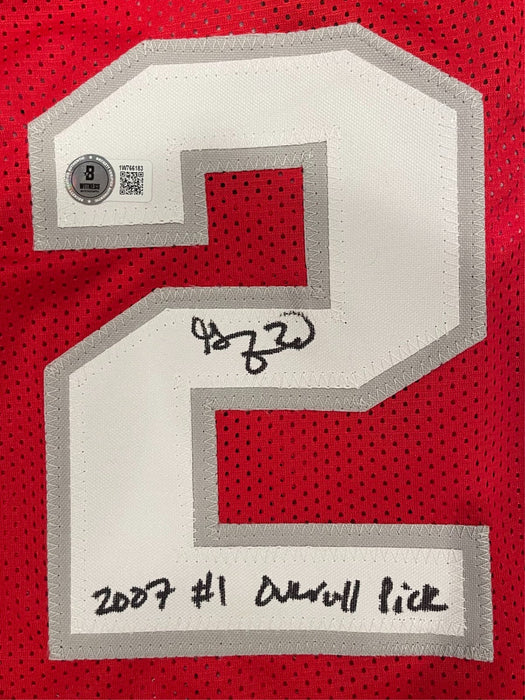 Greg Oden Signed Ohio State Custom Jersey w/ #1 Pick Beckett Witness BAS COA
