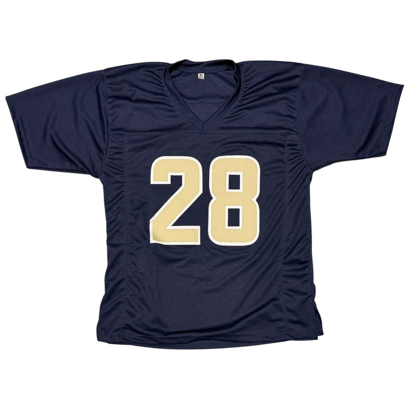 Marshall Faulk Signed St. Louis Rams Custom Navy Jersey JSA Witness COA