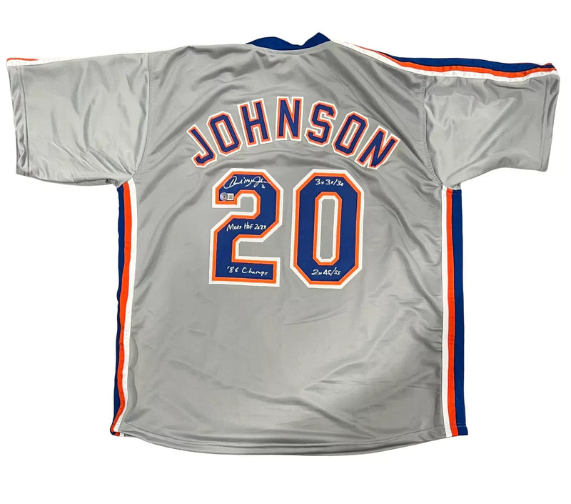 Howard "Hojo" Johnson Signed Mets Custom Jersey w/ 4x Insc Beckett Wit BAS COA