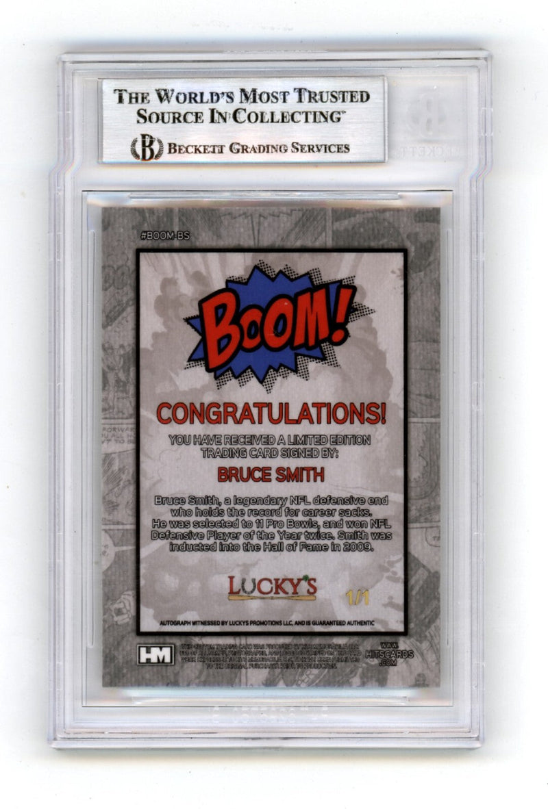 Bruce Smith 2024 Hits Memorabilia BOOM Super #1/1 Signed BGS BAS Auto Bills