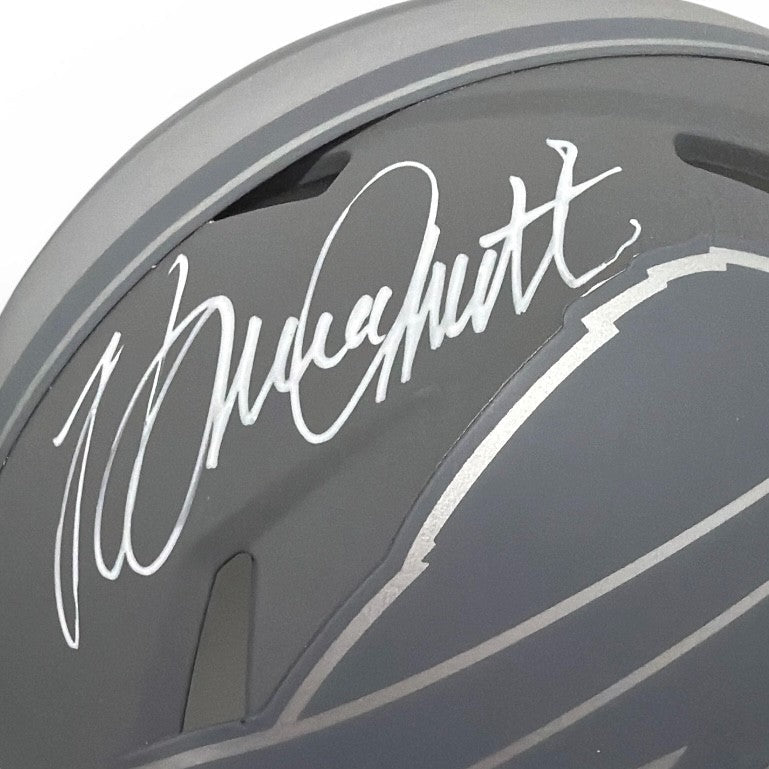 Bruce Smith Signed Buffalo Bills Slate Mini Helmet Beckett Witness BAS COA