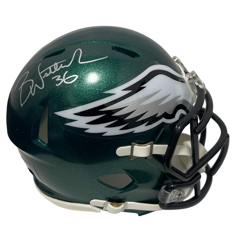 Brian Westbrook Signed Eagles Speed Mini Helmet Beckett Witness BAS COA