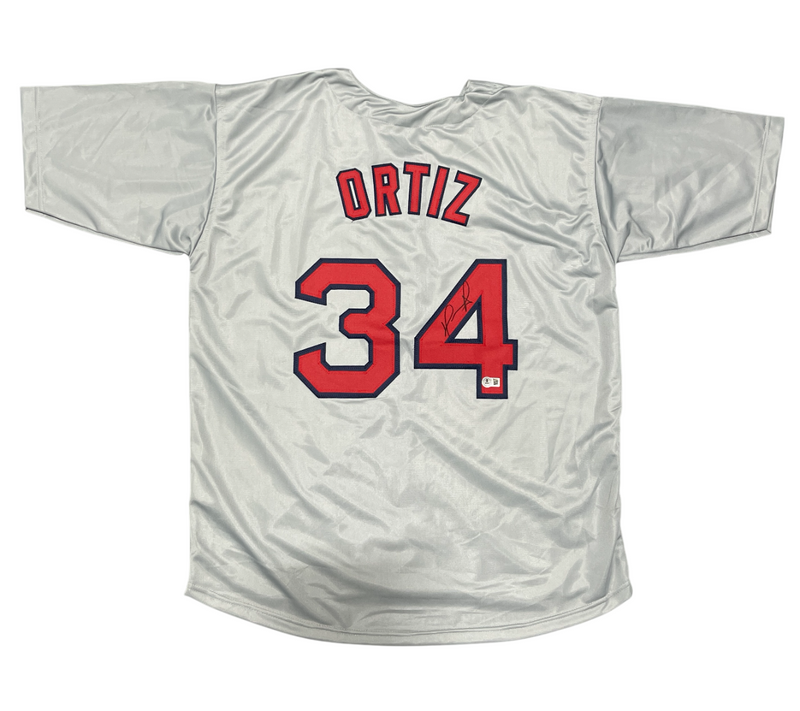 David Ortiz Signed Boston Red Sox Custom Grey Jersey Beckett Witness BAS COA