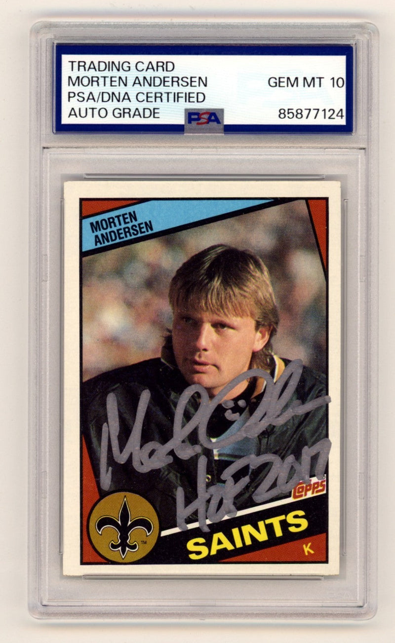 Morten Andersen 1984 Topps #300 Signed Auto Rookie RC w/ HOF 2017 PSA 10 Auto
