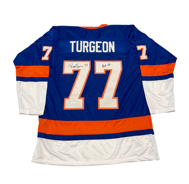 Pierre Turgeon Signed New York Islanders Custom Jersey w/ HOF 23 JSA COA